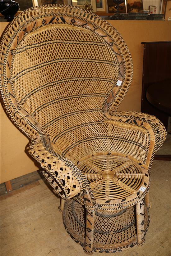 Wicker framed peacock armchair(-)